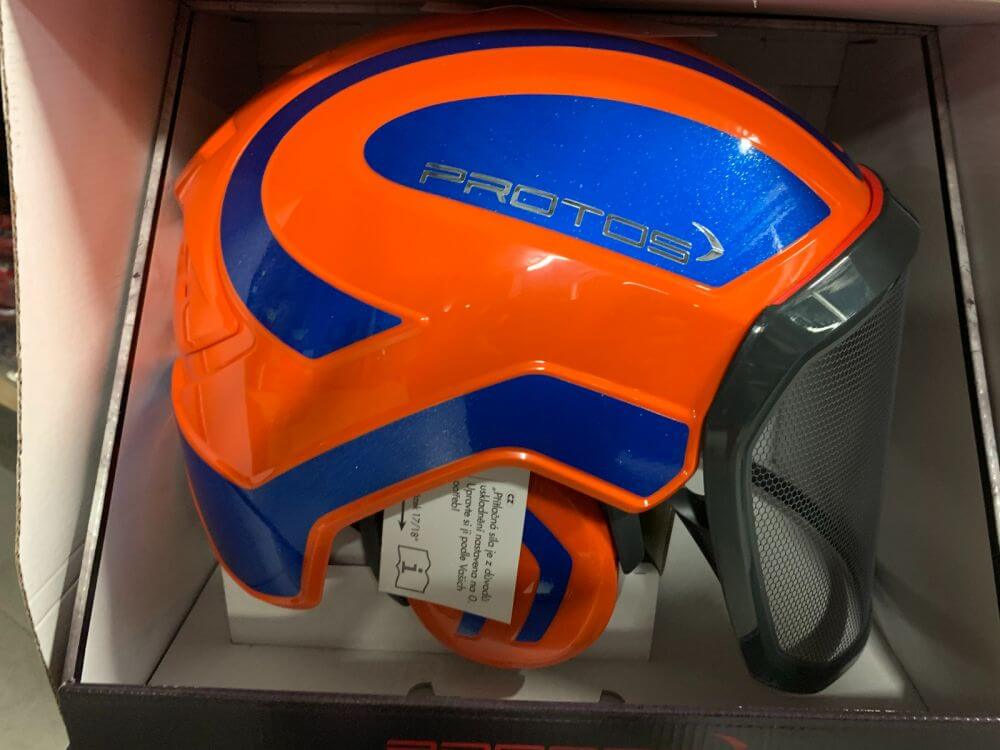 Casco PANNER Protos Integral Forest senza sottogola Arancio e Blu  Metallizzato 