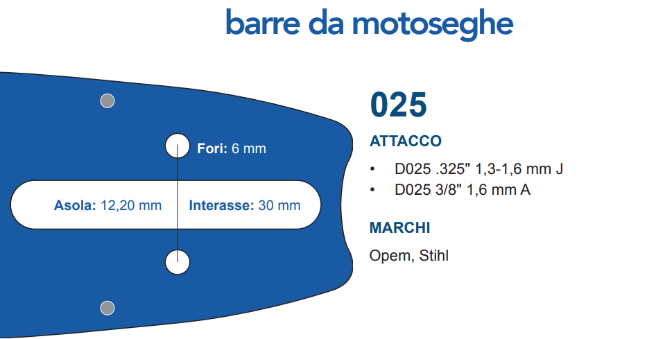 Barra MAYA .325″ – 1,3 mm. 67 maglie cm. 40 attacco STIHL 025 Accessori per motosega Memigavi.it