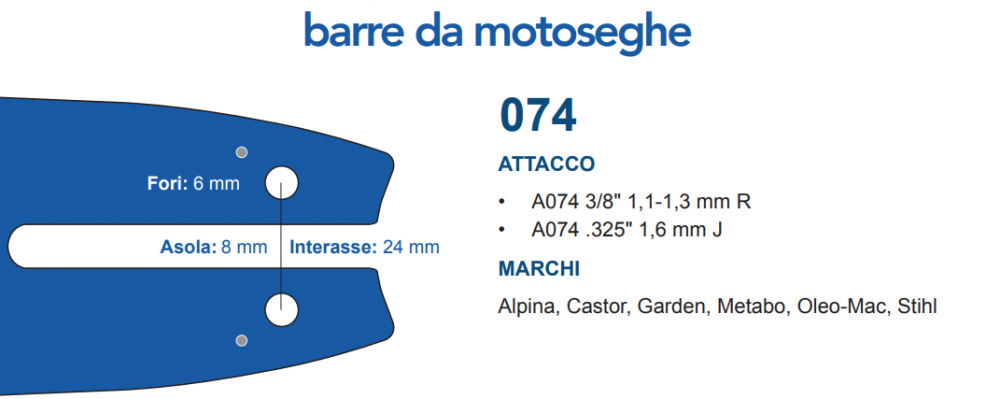 Barra MAYA 3/8P” – 1,3 mm. 50 maglie cm. 35 attacco STIHL 074 Accessori per motosega Memigavi.it