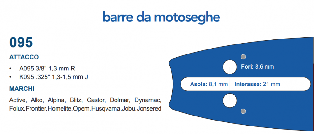 Barra MAYA 3/8P” – 1,3 mm. 56 maglie cm. 40 attacco HUSQVARNA 095 Accessori per motosega Memigavi.it