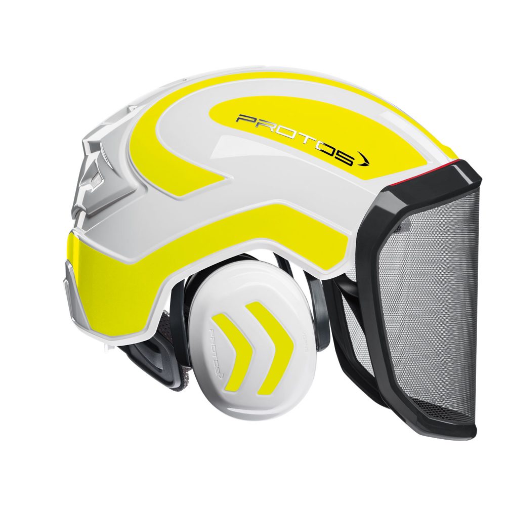 Casco PFANNER Protos Integral Forest senza sottogola Bianco e Giallo fluo Attrezzatura Tree Climbing Memigavi.it