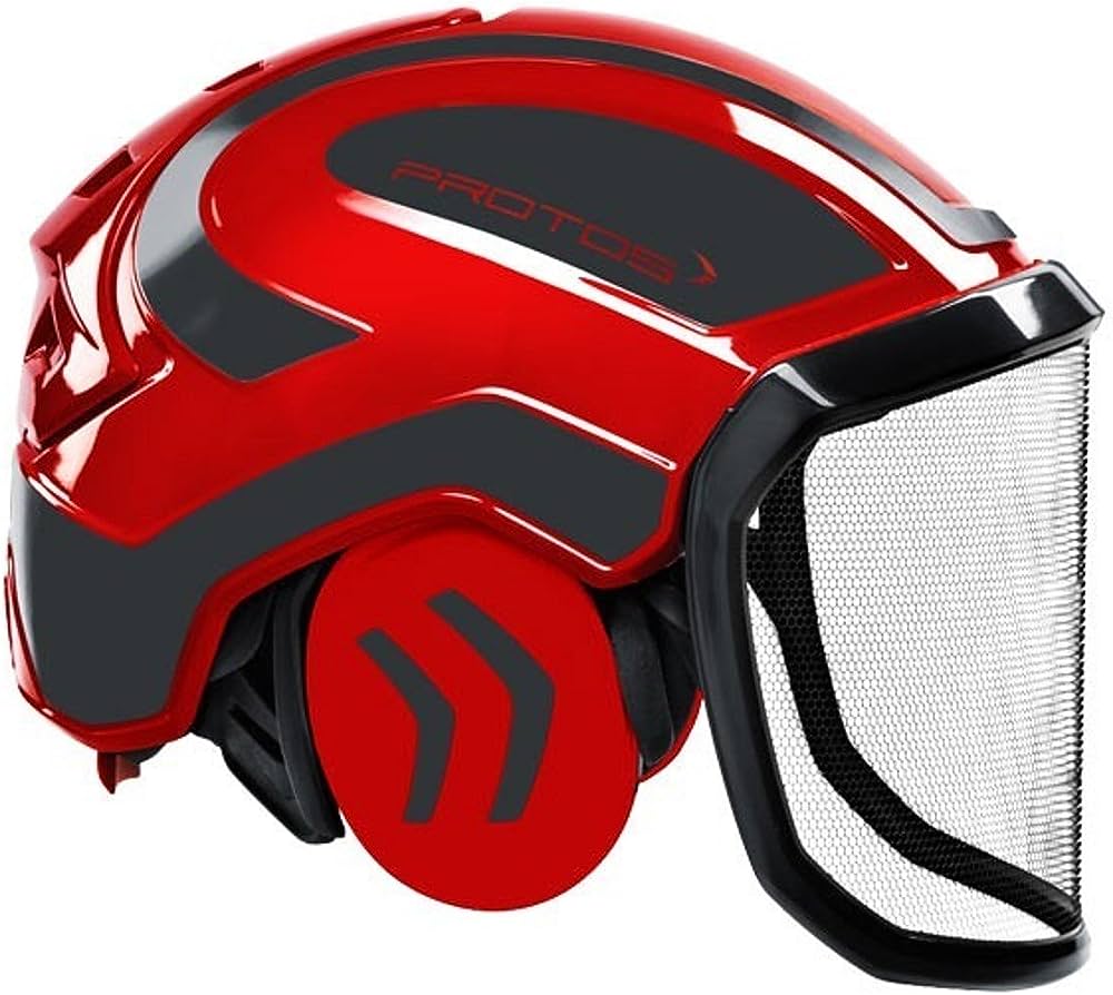 Casco PFANNER Protos Integral Forest senza sottogola Rosso e Grigio Scuro 