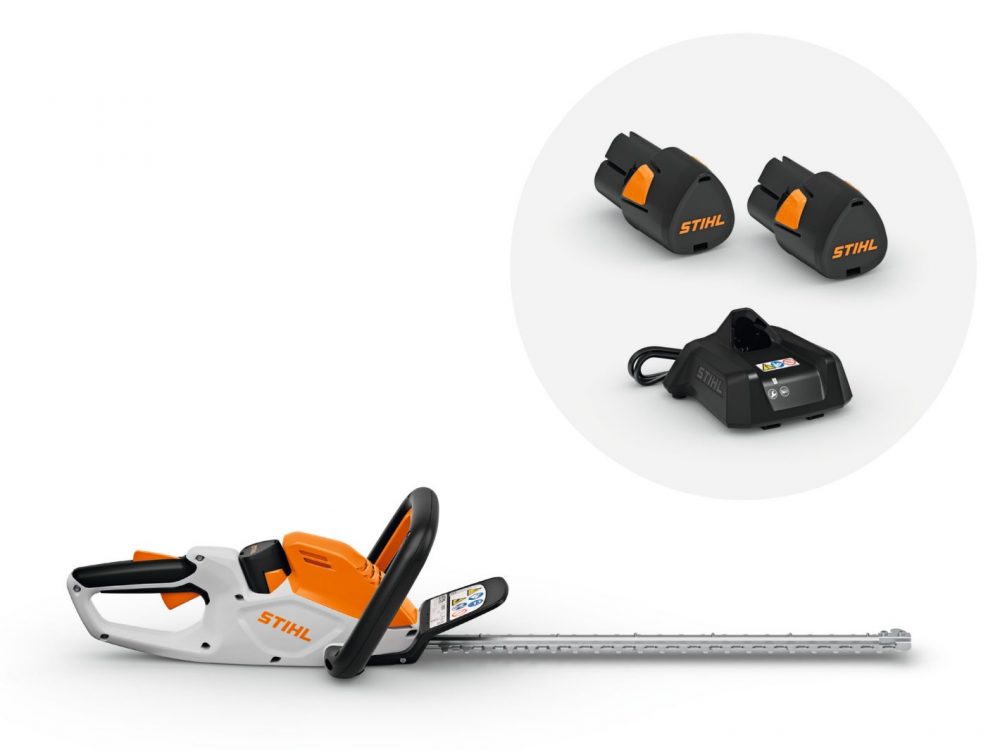 Tosasiepi a batteria STIHL HSA40.0 completo di 2 batterie AS2 e caricabatteria AL 1 Benvenuta Primavera Memigavi.it