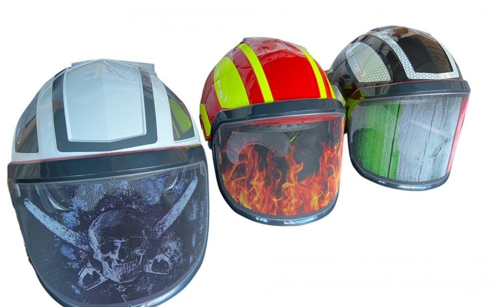 Visiera ricambio rete personalizzata Skull+Chainsaw per Protos PFANNER Abbigliamento protettivo PFANNER Memigavi.it
