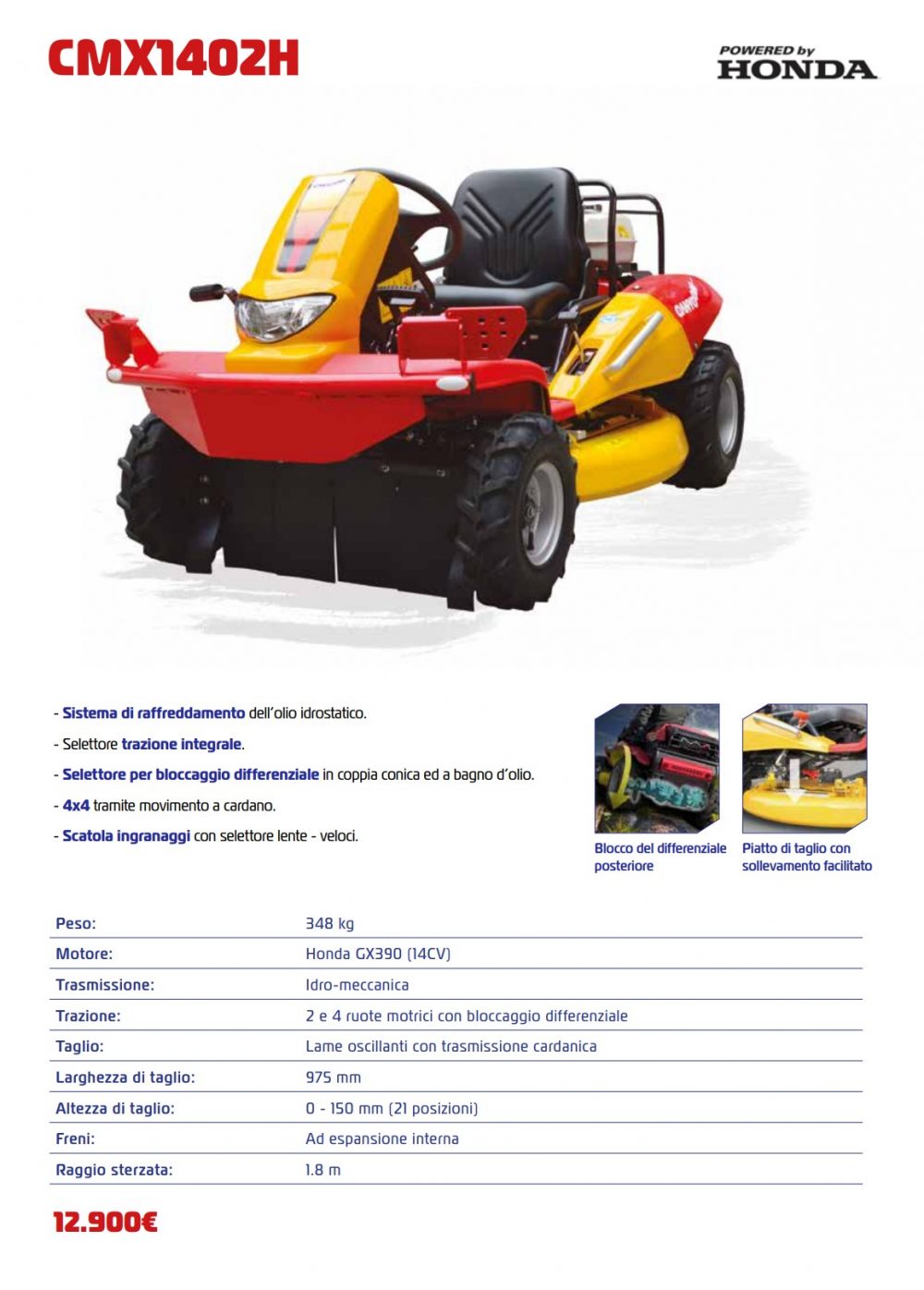 Tagliaerba idrostatico CMX1402H 4WD CANYCOM Macchine per erba alta ! Memigavi.it