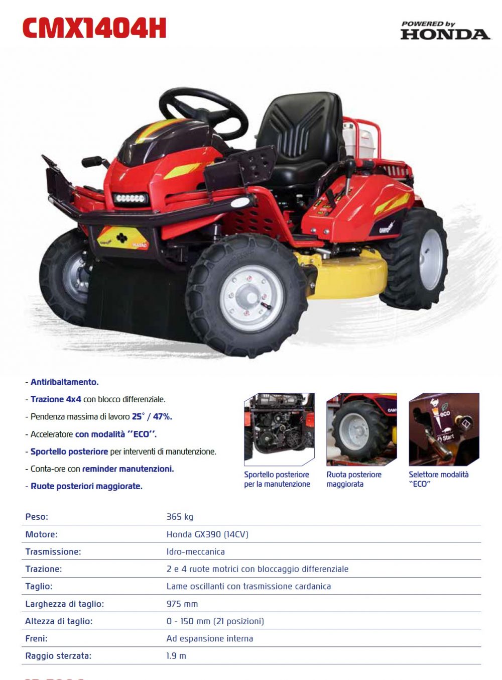 Tagliaerba idrostatico CMX1404H 4WD CANYCOM Macchine per erba alta ! Memigavi.it
