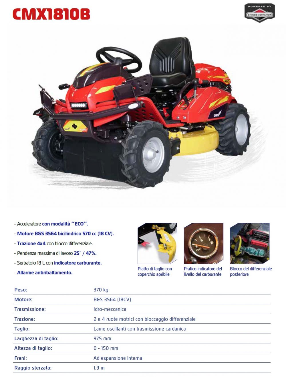 Tagliaerba idrostatico CMX1810B 4WD CANYCOM Macchine per erba alta ! Memigavi.it