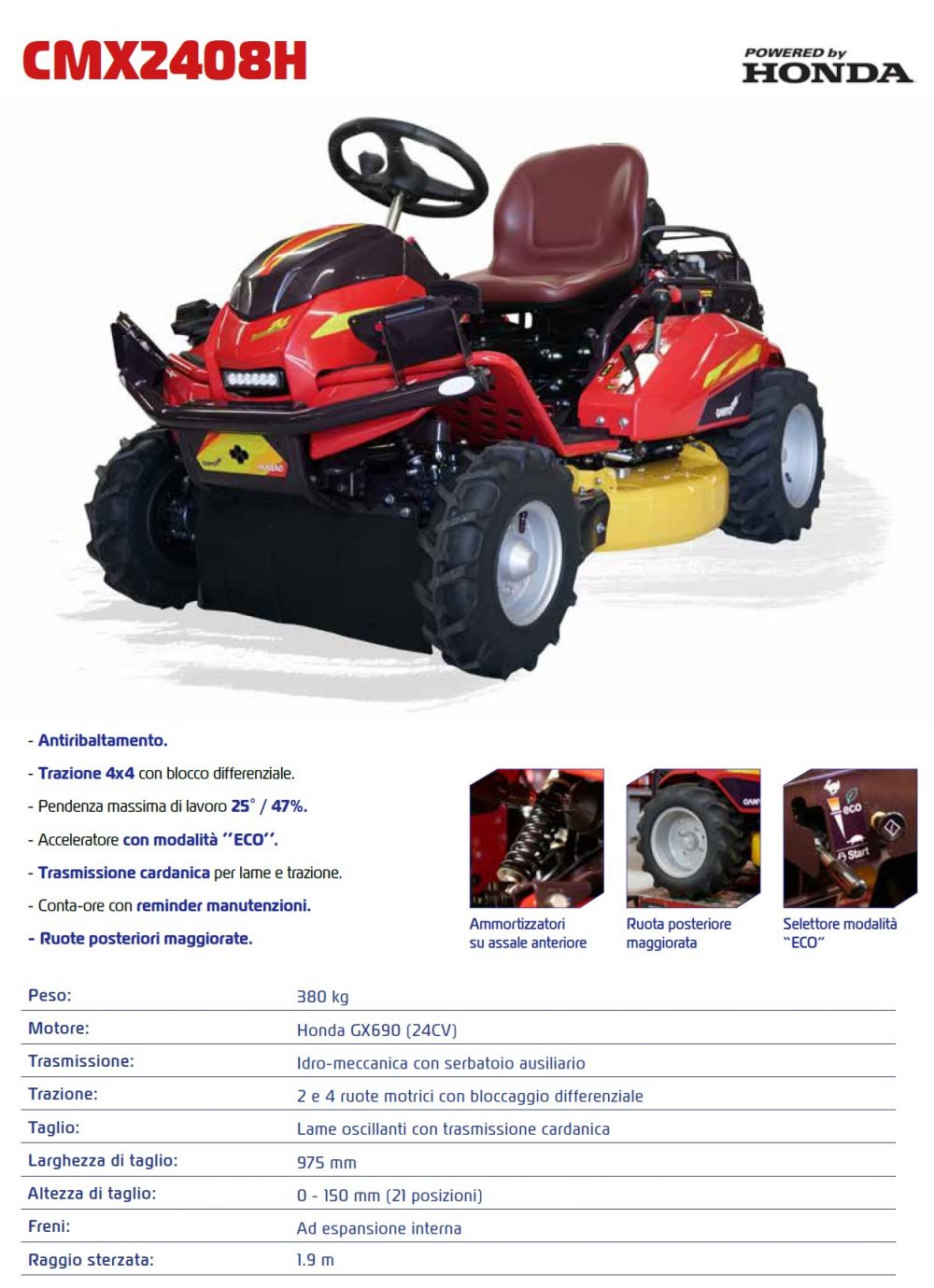 Tagliaerba idrostatico CMX2408H 4WD CANYCOM Macchine per erba alta ! Memigavi.it