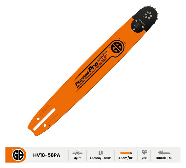 Barra GB Titanium ProTOP 3/8″, 1,5 mm, 45 cm Attacco HUSQVARNA 009 Accessori per motosega Memigavi.it Barra GB Titanium ProTOP 3/8″, 1,5 mm, 45 cm Attacco HUSQVARNA 009 Accessori per motosega Memigavi.it